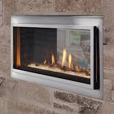 63 1/2 w x 42 h x 13 1/2 d. Gas Fireplace Mezzanine See Through Quadra Fire Design Closed Hearth Double Sided