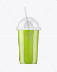 Green Smoothie Cup With Transparent Cap Mockup In Cup Bowl Mockups On Yellow Images Object Mockups