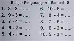 35 contoh soal matematika kelas 1 sd 18 16 12 20 14 1. Belajar Matematika Kelas 1 Sd Pengurangan Angka 1 Sampai 10 Youtube