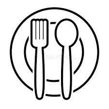 Spoon and fork clipart black and white. Fork And Spoon On Plate Outline Design Vector Stock Illustration Illustration Of Element Kitchenware 146047455