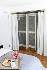 The heading tape makes it easy for you to create pleats using riktig curtain hooks (hooks sold separately). Replacing Bi Fold Closet Doors With Curtains Our Closet Makeover Driven By Decor