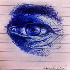 Mans Eye Drawing Blue Pen On Lined Paper Eye Drawing Art Drawings Drawings