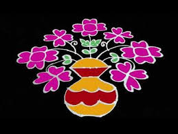 Latest Simple Colour Kolam Designs With Dots Beginners Flowers Pot Rangoli Designs T M Youtube Rangoli Designs Kolam Designs Easy Rangoli Designs