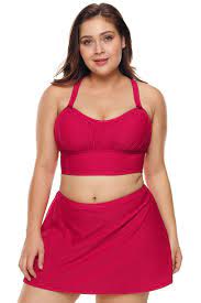 Z Chicloth Red Wireless Plus Size Bikini Top And Swim Skirt Set Plus Size Bikini Plus Size Swimsuits Best Plus Size Jeans