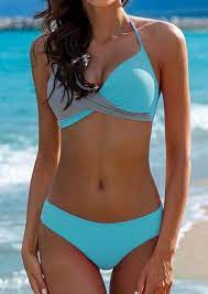 Color Block Halter Bikini Set Bellelily Costume Da Bagno Bikini Bikini Set Di Bikini