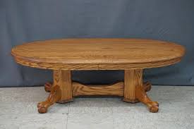 Antique 19c hand carved side table desk with center drawer ball and claw leg. Oak Ball And Claw Foot Oval Coffee Table Live And Online Auctions On Hibid Com