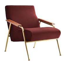 London Arm Chair Brass Velvet Red Wine Armchairs Living Room Furniture Velvet Armchair Mid Century Modern Lounge Chairs Mid Century Lounge Chairs