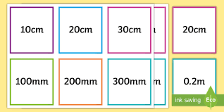 free mm to cm m km length equivalents matching cards