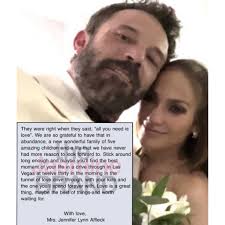 Update: Jennifer Lopez Confirms She & Ben Affleck Are Married, Shares  Wedding Photos