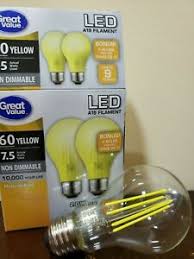 Bug Light 2 Pack Yellow Color Led 60 Watt Equivalent 9 5w A19 Light Bulb New 78742221823 Ebay