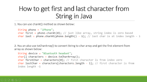 The string index out of range value is always the number of characters that i have typed for the string. Javarevisited How To Get First And Last Character Of String In Java Example