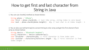 Convert string to char array in java. Javarevisited How To Get First And Last Character Of String In Java Example