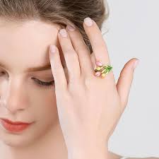 Art quality nouveau enamel jewelry enamel lily ring