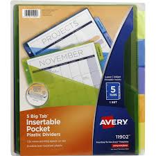 Sign in and start exploring all the free, organizational tools for your email. Avery 5 Big Tab Insertable Pocket Plastic Dividers 5 Ct Instacart