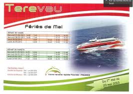 Desserte Tahiti Moorea Les Horaires Des Jours Feries Du Terevau A Telecharger Breves Tahiti Infos Les Informations De Tahiti