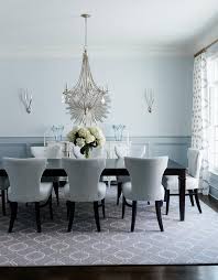 Grey And Blue Dining Room Features Pale Blue Paint On Upper Walls And Blue Wainscoting On Lower Walls Dining Room Blue Grey Dining Room Dining Room Wainscoting