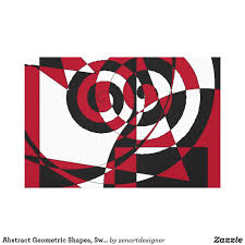Black And White Shapes Art Abstract Geometric Shapes Swirls Red White Black Canvas Print Zazzle Com Geometric Shapes Art Red Art Geometric Shapes