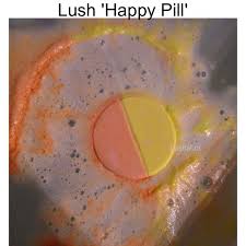 Lush Happy Pill Bath Bomb The Yellow Half Is Happy Hippy Lemon Grapefruit Shower Gel Scent And Half The Oliv Handmade Cosmetics Shower Oil Happy Pills