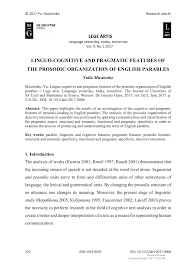 Pdf Linguo Cognitive And Pragmatic Features Of The Prosodic Organization Of English Parables