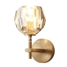 Crystal Ball Luxury Wall Sconce Solid Brass Beautiful Bedside Copper Golden Outside Small Living Room