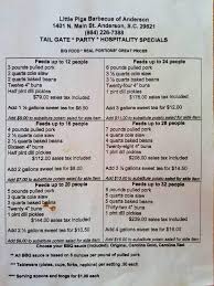 Menu Of Little Pigs Barbecue Anderson In Anderson Sc 29621