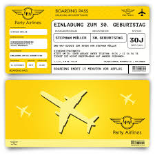 Kombiniere flugtickets mit bus und bahn, um auch zu kleineren orten zu reisen. Einladungskarten Als Flugticket In Gelb Zum Geburtstag Bestellen