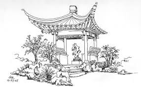 Jesse Richards Illustration Portfolio Japanese Pagoda Japanese Drawings Japanese Pagoda Garden Drawing