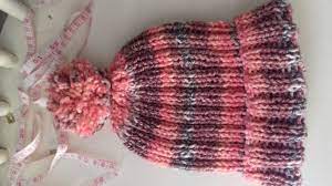 Knitted Chunky Bobble Hat Made Using 6mm Needles Chunky Yarn Cast On 70 1st Row P2 Knitting Patterns Beanie Knitting Patterns Free Hat Knitting Patterns