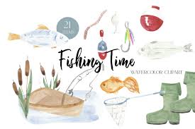 Carp fishing, trout fishing, bass fish. Fishing Clipart Watercolor Fishing Gear Fathers Day 1335037 Illustrations Design Bundles