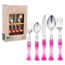 Cheerful and inviting color palette: Wholesale 20 Piece Crystal Flatware Set Pink Pink