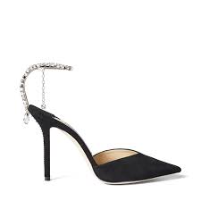#jimmy choo heels wedding #jimmychooheelsmanoloblahnik #jimmychooheelsstrappy #jimmychooheelssuede #jimmychooheelschristianlouboutin. Black Suede Pumps With Crystal Embellishment Saeda 100 Spring Summer 2021 Jimmy Choo