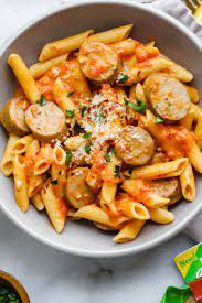 Roasted Red Pepper Pasta With Chicken Sausage Recipe Stuffed Peppers Chicken Sausage Pasta Roasted Red Pepper Pasta