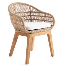 Amora Armchair Handmade Teakwood With Woven Rattan Wisteria Bamboo Dining Chairs Furniture Upholstery Fabric For Chairs