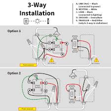 In this arrangement, the source for the circuit is at the light fixture which is located in the middle of the the following 3 diagrams show the wiring for a specially made dimmer that can be used in these circuits in place of either of the the 3 way switches, or both. 3 Way Smart Wifi Dimmer Light Switch In Wall No Hub Required Compatible With Alexa And Google Home Etl And Fcc Listed Wf31 2 Pack Amazon Com Industrial Scientific