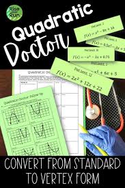 Quadratic Functions Activity Converting From Standard To Vertex Form Quadratics Quadratic Functions Activities Quadratic Functions
