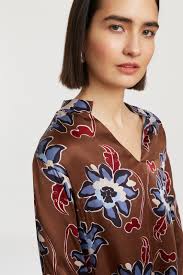 camicia meti togo flower brown