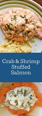 Crab stuffed salmon recipes usually require very little seasoning but i am so in love with my crab cakes recipe that i decided to use that recipe to season the crab. Learn To Make This Crab Shrimp Stuffed Salmon