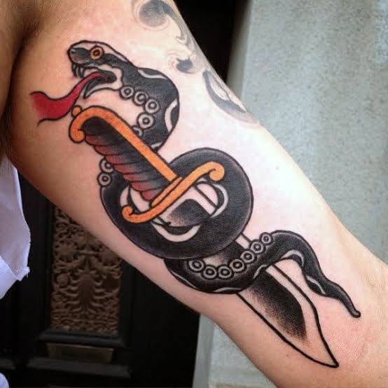 Dagger And Snake Tattoos