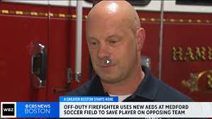 Off-duty firefighter uses new AED at Medford soccer field to save player's  life