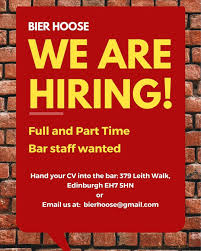 We Are Hiring Full And Part Time Staff Wanted If You Would Love To Join Our Team Please Email Us Or Hand Hand In Your C We Are Hiring Leith