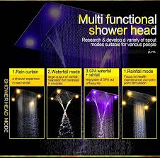 Kan Rain Shower Faucet Set Hot Cold Bathtub Shower Mixer Tap With Led Waterfall Shower Head 6pcs Body J Shower Faucet Sets Waterfall Shower Shower Mixer Taps