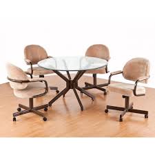 Whether you are in the market for comfort rocker sets with casters or cutting edge, modern designs in distressed decide on the style for your dinette table and chairs. Dining Sets Dinettes Dayton Swivel Tilt Caster Dinette Set Round Glass Top By Tempo