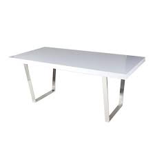 Wood table with white metal legs. Elsa White Wood Dining Table