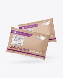 Download Two Kraft Mailing Bags Mockup Front View In Bag Sack Mockups On Yellow Images Object Mockups PSD Mockup Templates