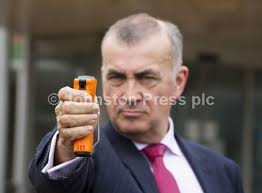 36086455-27 03 2018. Police in Edinburgh Pilot Selecta DNA Spray : Nick  Roach Police Liaison Officer demostrates the Selecta DNA spray at Police  Scotland headquarters Fettes.
