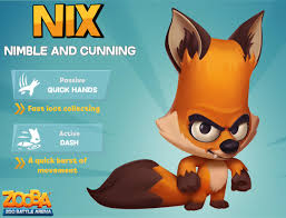 Nix is a very crafty fox that can dash to evade attacks and take items and weapons within a blink of a second. Zooba On Twitter How Many Of You Enjoy Playing With Nix