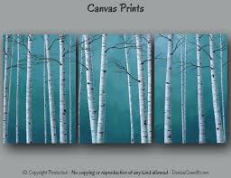 Birch Tree Wall Art Canvas Aspen Trees 3 Piece Wall Art Canvas Triptych Teal Blue Gray Etsy Tree Painting Canvas Teal Wall Art Birch Tree Painting