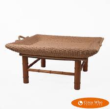 Width (in) under 40'' (1. Vintage Woven Seagrass Tray Coffee Table Circa Who