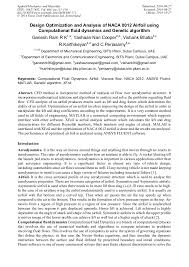 Computational fluid dynamics ( cfd ) is concerned with numerical solution. Design Optimization And Analysis Of Naca 0012 Airfoil Using Computational Fluid Dynamics And Genetic Algorithm Scientific Net