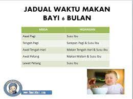 Makanan bayi (bubur dan biskuit) usia 6 bulan untuk pendamping asi atau mpasi. Jadual Waktu Makan Bayi 6 Bulan Taska Anakku Khalifah Facebook